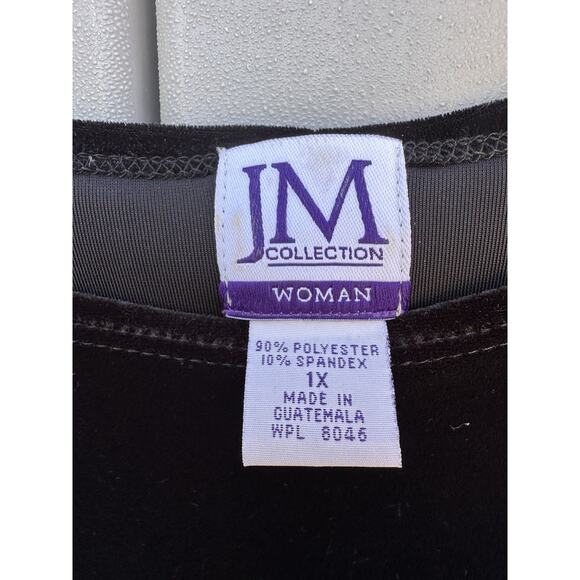 JM Collection Dress Women Black Velvet Sleeveless Tank Long Maxi Gown Elegant 1X - Picture 2 of 8